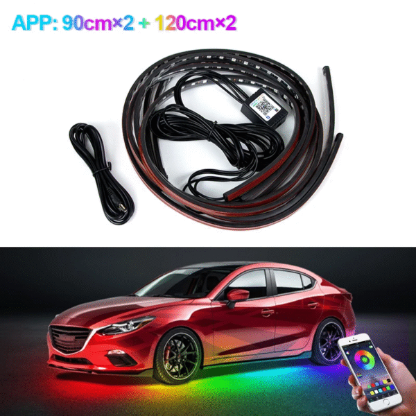 Flexible Car Underglow Kit Underbody Strip LED Neon Light Ambient Atmosphere Lamp APP Dream Color RGB Auto Decorative - Image 6