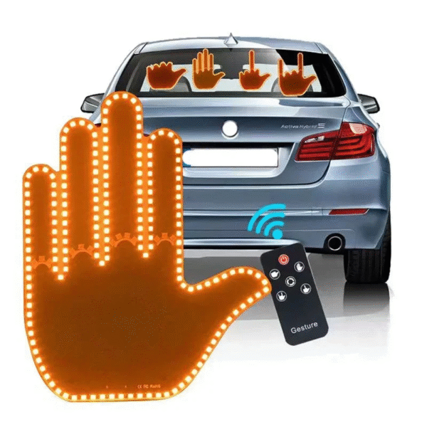 Car Expression LED Remote Control Gesture Lights – Road Rage Middle Finger & Palm Light Accessories - Image 3