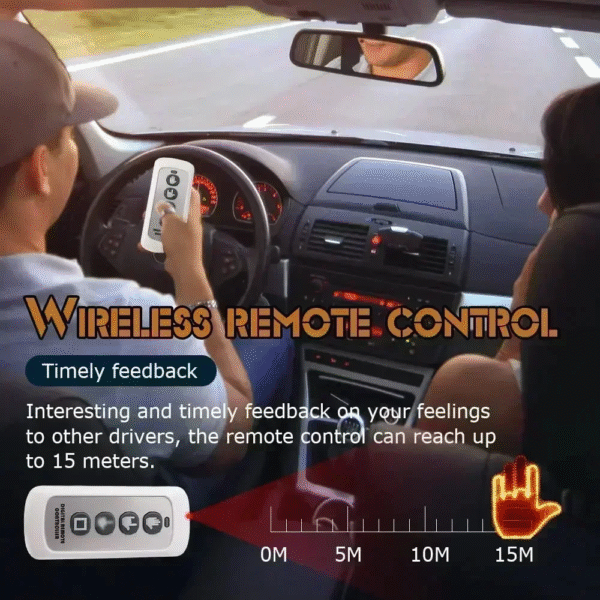 Car Expression LED Remote Control Gesture Lights – Road Rage Middle Finger & Palm Light Accessories - Image 4