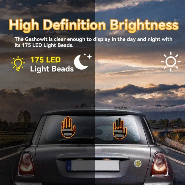 Car Expression LED Remote Control Gesture Lights – Road Rage Middle Finger & Palm Light Accessories