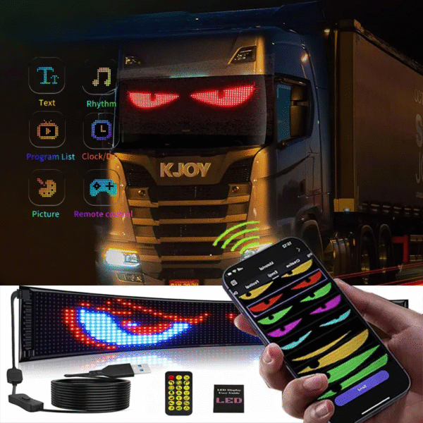 LED Matrix Panel for Trucks – DIY Programmable RGB Car Display with Bluetooth App Control & Scrolling Lights - Image 2