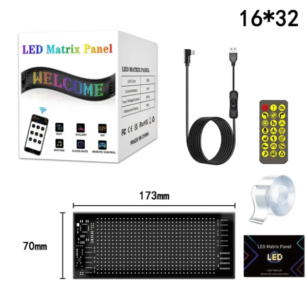 LED Matrix Panel for Trucks – DIY Programmable RGB Car Display with Bluetooth App Control & Scrolling Lights - Image 11