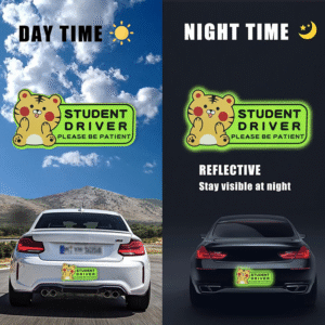 4PCS Cartoon Cat Student Driver Magnet – Cute Reflective Car Sticker for Safety & Visibility