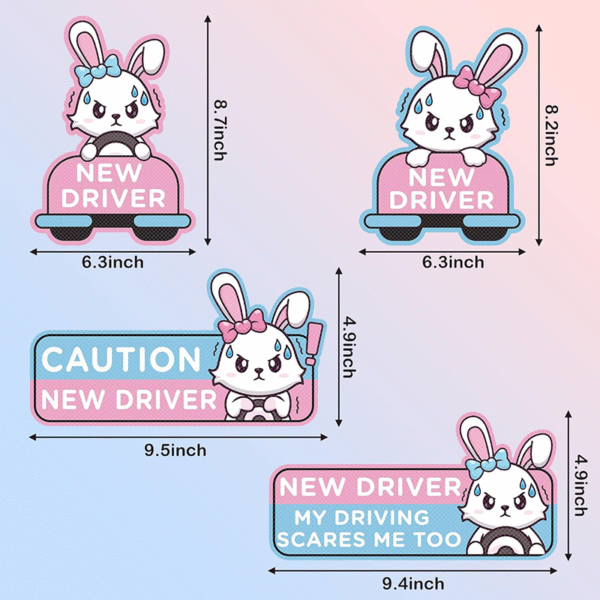 4PCS Cartoon Cat Student Driver Magnet – Cute Reflective Car Sticker for Safety & Visibility - Image 6