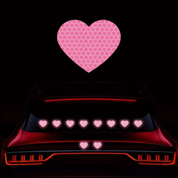 10PCS/Pack 5PCS/Pack Heart-Shaped Reflective Car Stickers – Waterproof Vinyl Decals for Auto Trunk, Vehicle Body, Night Safety & Decoration - Image 2