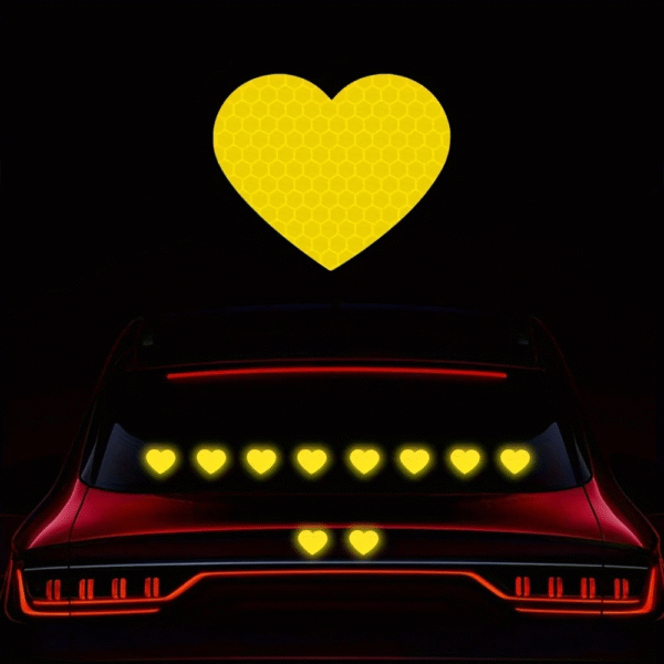 10PCS/Pack 5PCS/Pack Heart-Shaped Reflective Car Stickers – Waterproof Vinyl Decals for Auto Trunk, Vehicle Body, Night Safety & Decoration - Image 5
