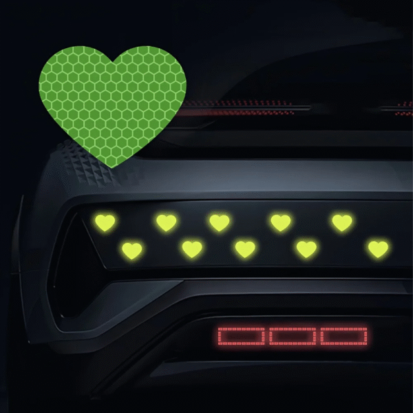 10PCS/Pack 5PCS/Pack Heart-Shaped Reflective Car Stickers – Waterproof Vinyl Decals for Auto Trunk, Vehicle Body, Night Safety & Decoration - Image 4
