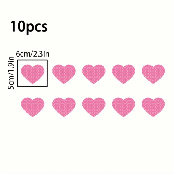 10PCS/Pack 5PCS/Pack Heart-Shaped Reflective Car Stickers – Waterproof Vinyl Decals for Auto Trunk, Vehicle Body, Night Safety & Decoration - Image 14