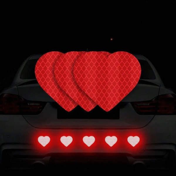 10PCS/Pack 5PCS/Pack Heart-Shaped Reflective Car Stickers – Waterproof Vinyl Decals for Auto Trunk, Vehicle Body, Night Safety & Decoration - Image 9