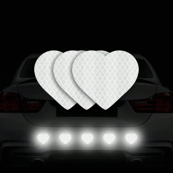 10PCS/Pack 5PCS/Pack Heart-Shaped Reflective Car Stickers – Waterproof Vinyl Decals for Auto Trunk, Vehicle Body, Night Safety & Decoration - Image 8