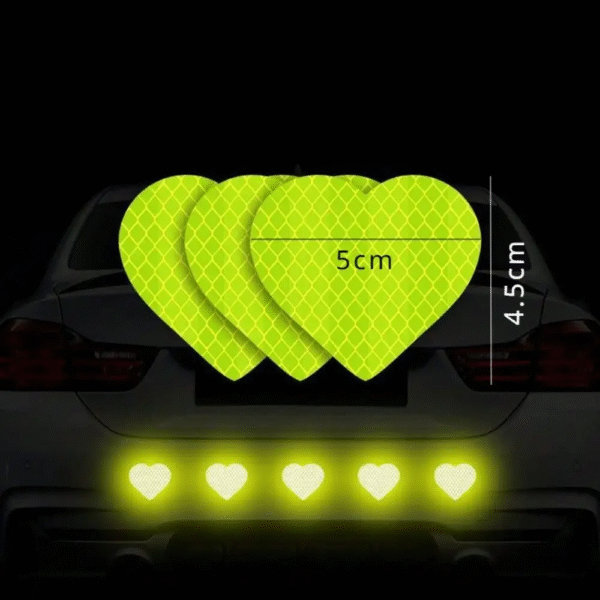 10PCS/Pack 5PCS/Pack Heart-Shaped Reflective Car Stickers – Waterproof Vinyl Decals for Auto Trunk, Vehicle Body, Night Safety & Decoration - Image 10